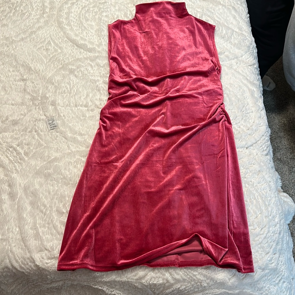 VICI mock velvet dress in hot pink